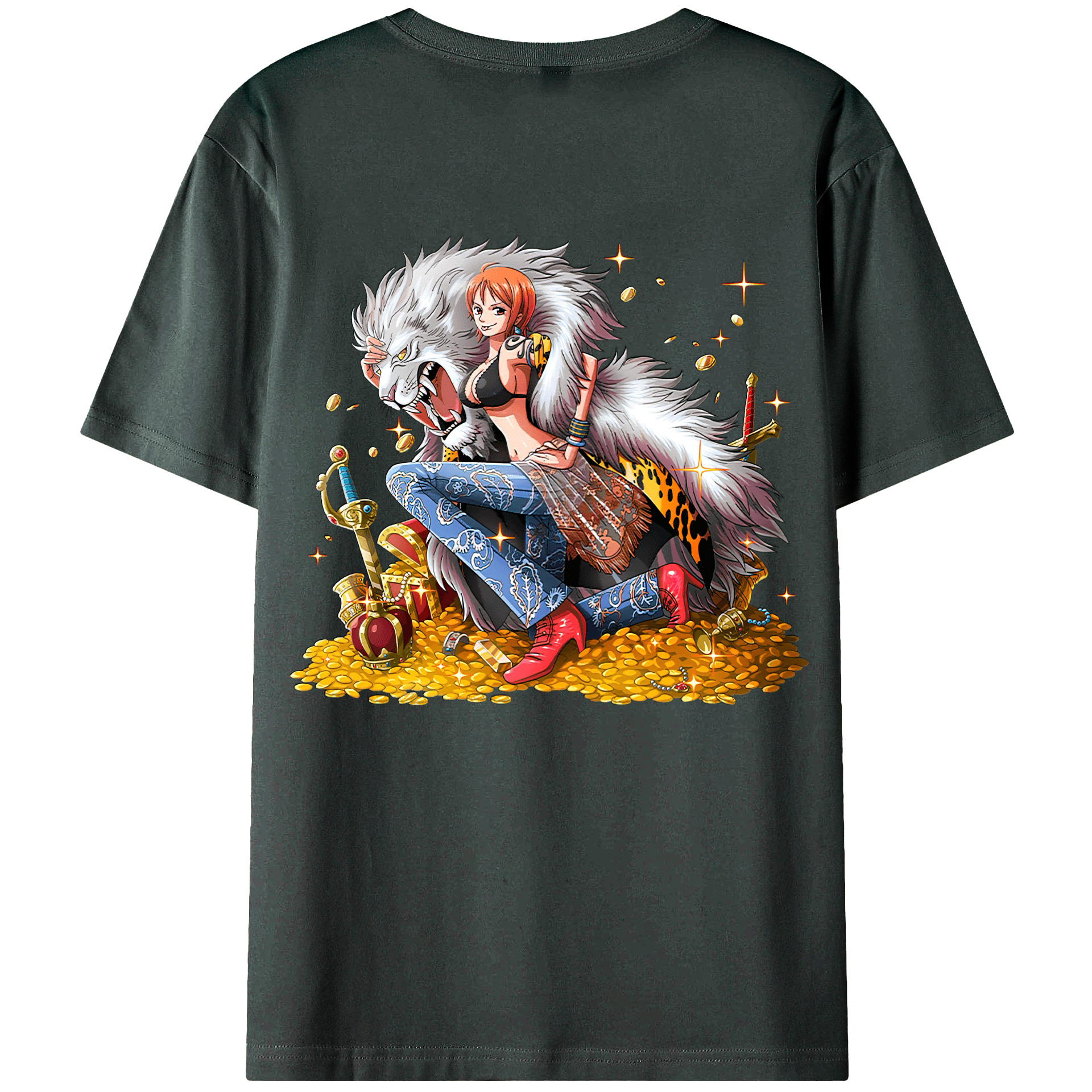 （画像用） ワンピース ナミ ONE PIECE Nami 綿100％ メンズ半袖Tシャツ（バックプリント） 通気性